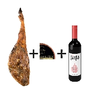 Jamón Ibérico + Cuña de queso + Botella de vino